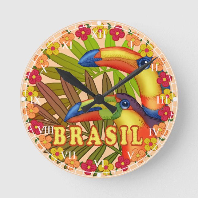 Horloge Ronde Toucans du Brésil (Recto)