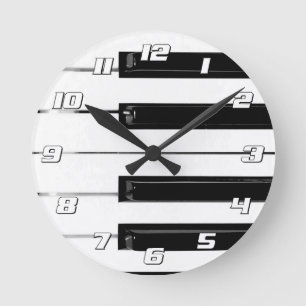 Horloge Ronde Touches de clavier de piano avec chiffres