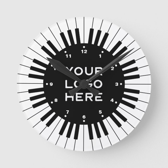 Horloge Ronde Touches de piano professionnelles avec logo person (Recto)