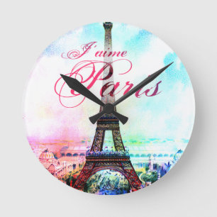 Horloge Ronde Tour Eiffel de cru d'art de bruit