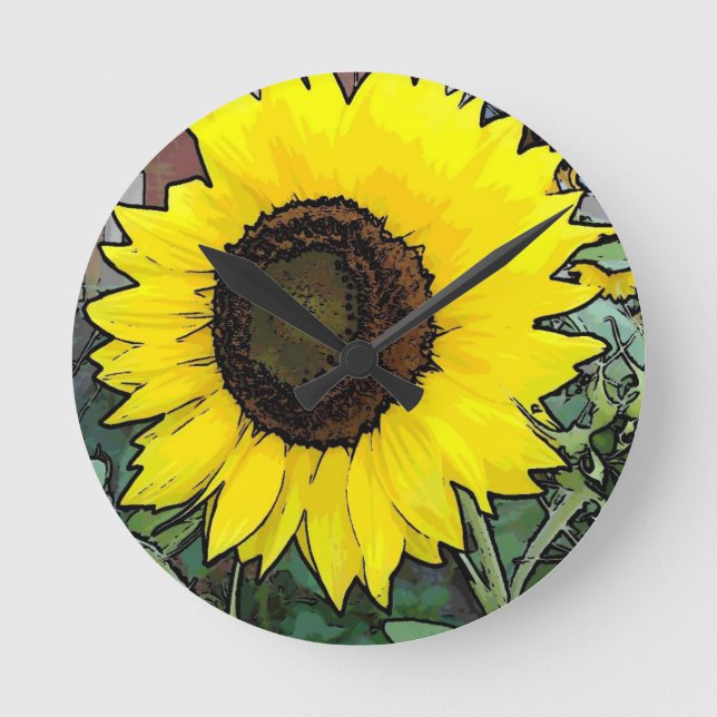 Horloge Ronde Tournesol jaune (Recto)