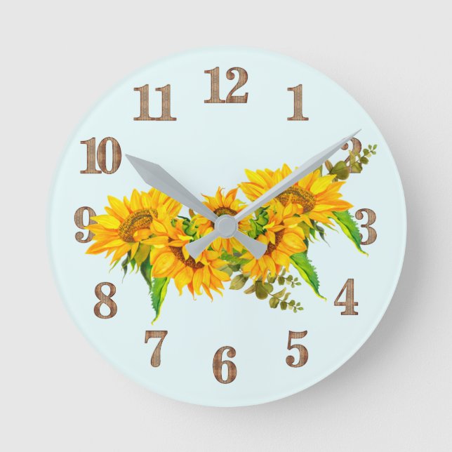 Horloge Ronde Tournesols ensoleillés (Recto)