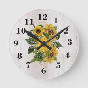Horloge Ronde Tournesols rustiques