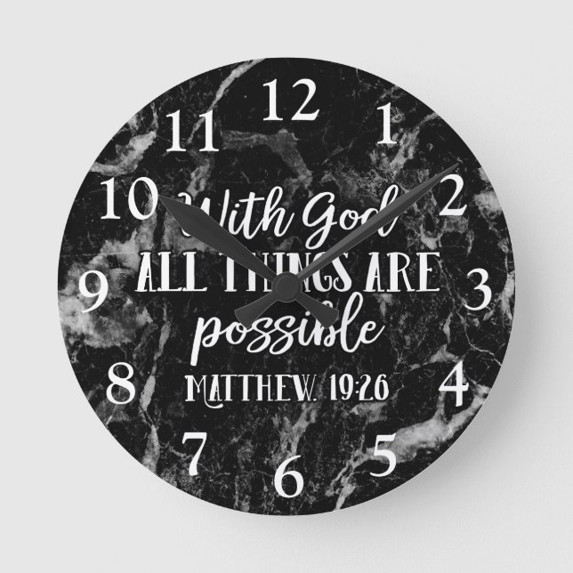 Horloge Ronde Tout est possible Bible chrétienne Verse (Recto)