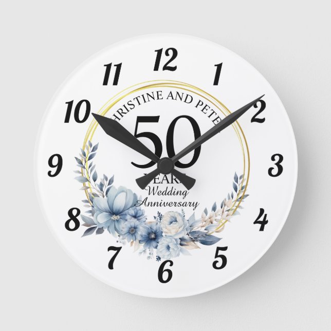 Horloge Ronde Tout mariage (50) Élégant Anniversaire de mariage  (Recto)