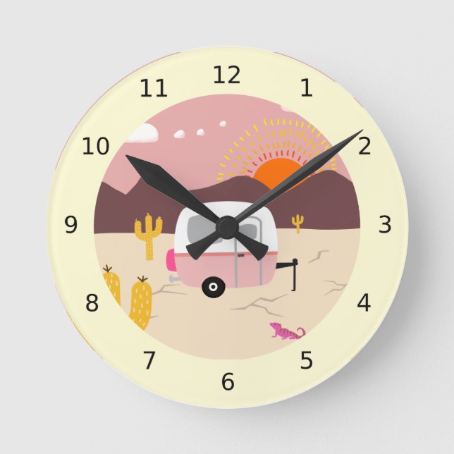 Horloge Ronde Trailer de voyage dans le désert (Recto)