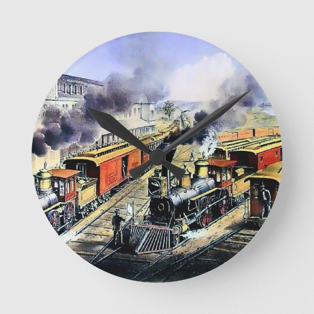 Horloge Ronde Train à vapeur américain (Recto)