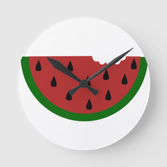 Horloge Ronde tranche de fruits mordu pastèque (Recto)