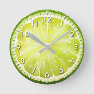 Horloge Ronde Tranches de chaux fraîches S01