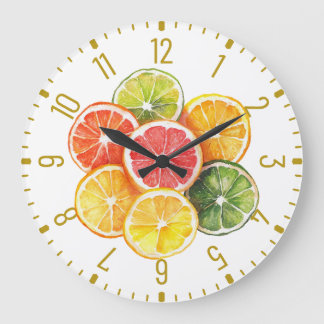 Horloge ronde tranches de fruits d'agrumes moderne