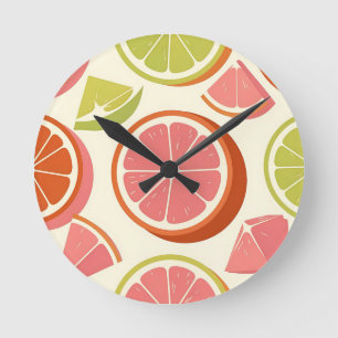 Horloge Ronde Tranches de pamplemousse orange citron vert vibran