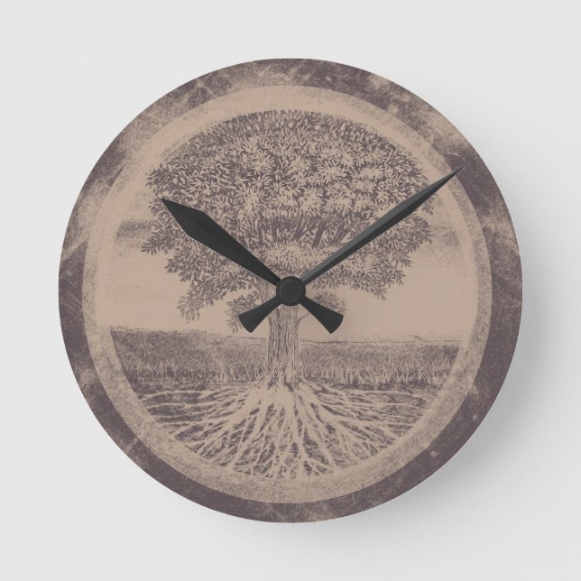 Horloge Ronde Tree of Life in Brown (Recto)