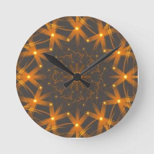 Horloge Ronde Treillis de Braise Dorée