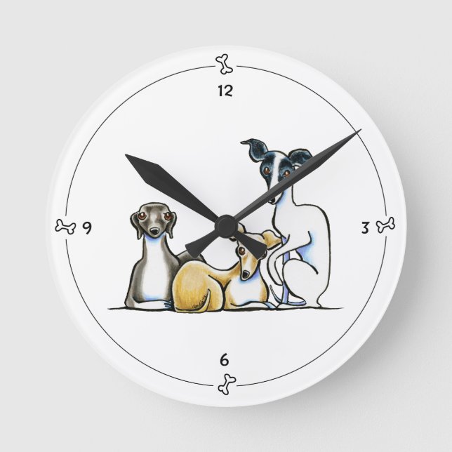 Horloge Ronde Trio italien Greyhound (Recto)