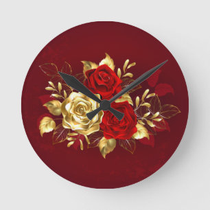 Horloge Ronde Trois Roses de bijoux