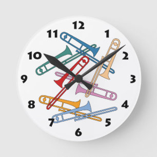 Horloge Ronde Trombone coloré