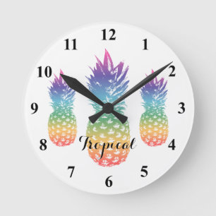 Horloge Ronde Tropcal pineapple print custom kitchen clock