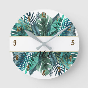 Horloge Ronde Tropiques botaniques de feuille de plantes