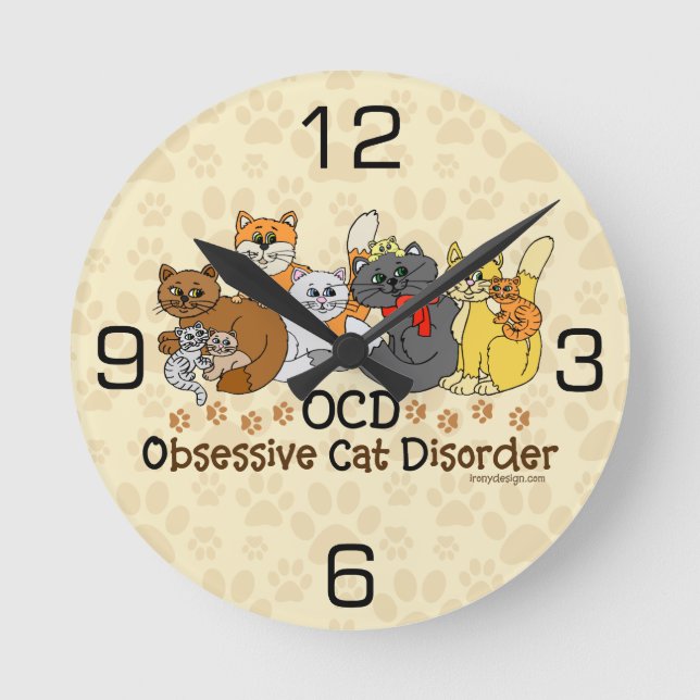 Horloge Ronde Trouble obsessif de chats OCD (Recto)