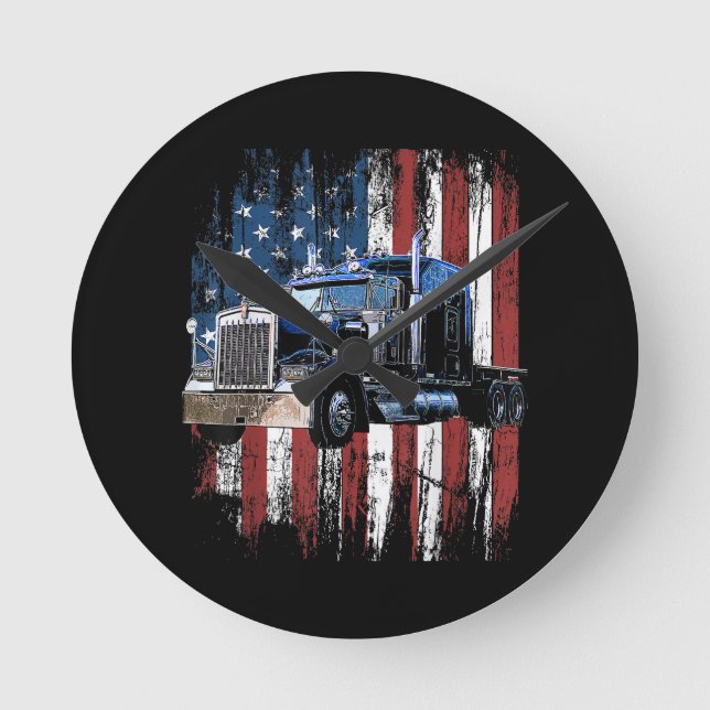 Horloge Ronde Trucker American Flag Truck Driver Truck Driver Gi (Recto)