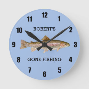 Horloge Ronde Truite Personnalisée Partie Pêcher Grande Horlog