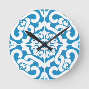 Horloge Ronde Tuiles bleues portugaises 1