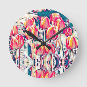 Horloge Ronde Tulipes