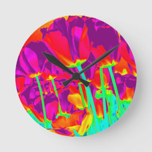 Horloge Ronde Tulipes