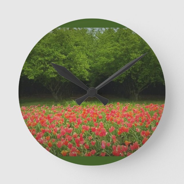 Horloge Ronde Tulips et Trees (Recto)