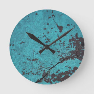 Horloge Ronde Turquoise bleu rouillé
