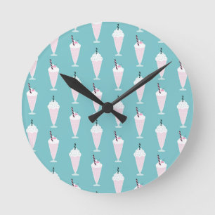 Horloge Ronde Turquoise du milkshake rétro