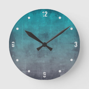 Horloge Ronde Turquoise Gris moderne Rustique ombre Abstrait