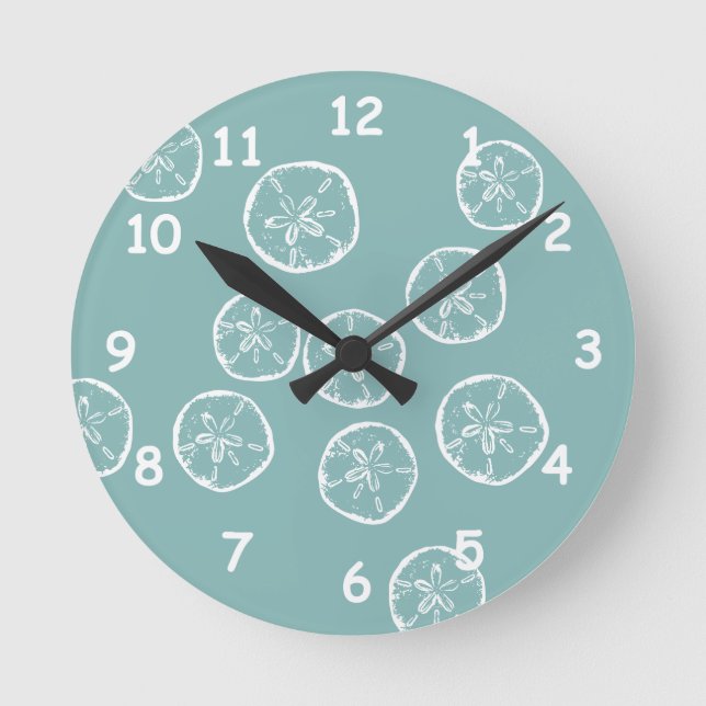 Horloge Ronde Turquoise maison de plage sable $ coques petite ta (Recto)