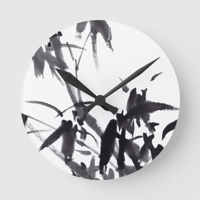 Horloge Ronde Tuschekunst chinois en bambou (Recto)