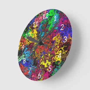 Horloge Ronde Twirlers colorés Abstraits /