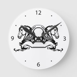 Horloge Ronde two heads of horses and horseshoe