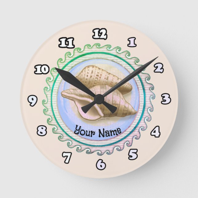 Horloge Ronde Two Pretty seashells clock (Recto)