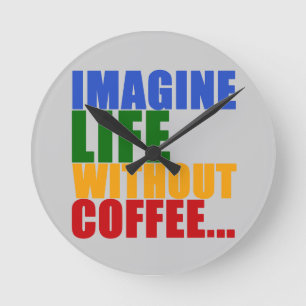 Horloge Ronde typographie de couleur sur le thème du café