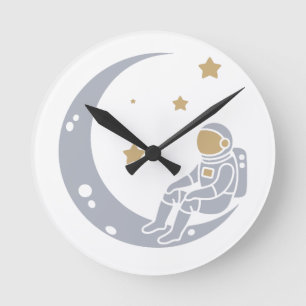 Horloge Ronde Un astronaute sur la conception de la lune du croi