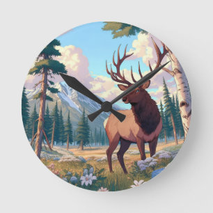 Horloge Ronde Un cerf en pleine nature