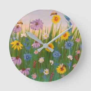 Horloge Ronde Un champ de fleurs sauvages