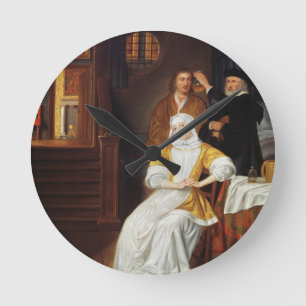 Horloge Ronde Un docteur Visiting jeune Madame dans une chambre