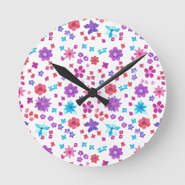 Horloge Ronde Un joli modèle floral de puissance florale hippie  (Recto)
