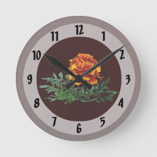 Horloge Ronde Un Marigold orange avec pourboires jaunes