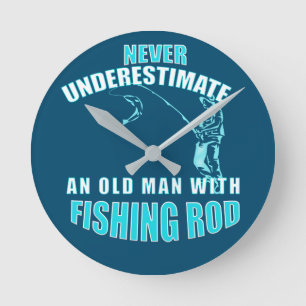 Horloge Ronde Un vieil homme avec une canne à pêche