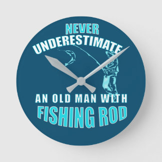 Horloge Ronde Un vieil homme avec une canne à pêche
