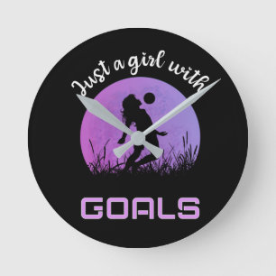 Horloge Ronde Une fille avec des buts beau football