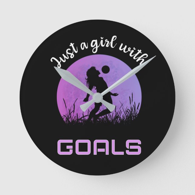 Horloge Ronde Une fille avec des buts beau football (Recto)
