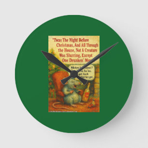 Horloge Ronde Une Souris Ivre – Chaos de Carte de Noël