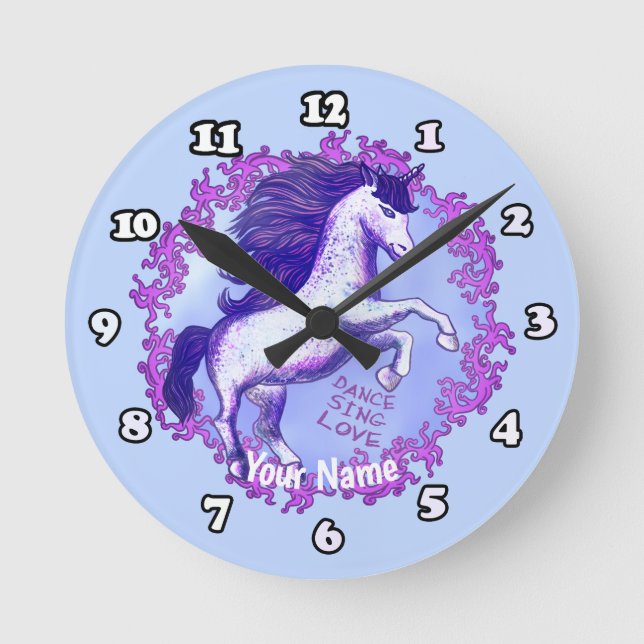 Horloge Ronde Unicorne dansante (Recto)